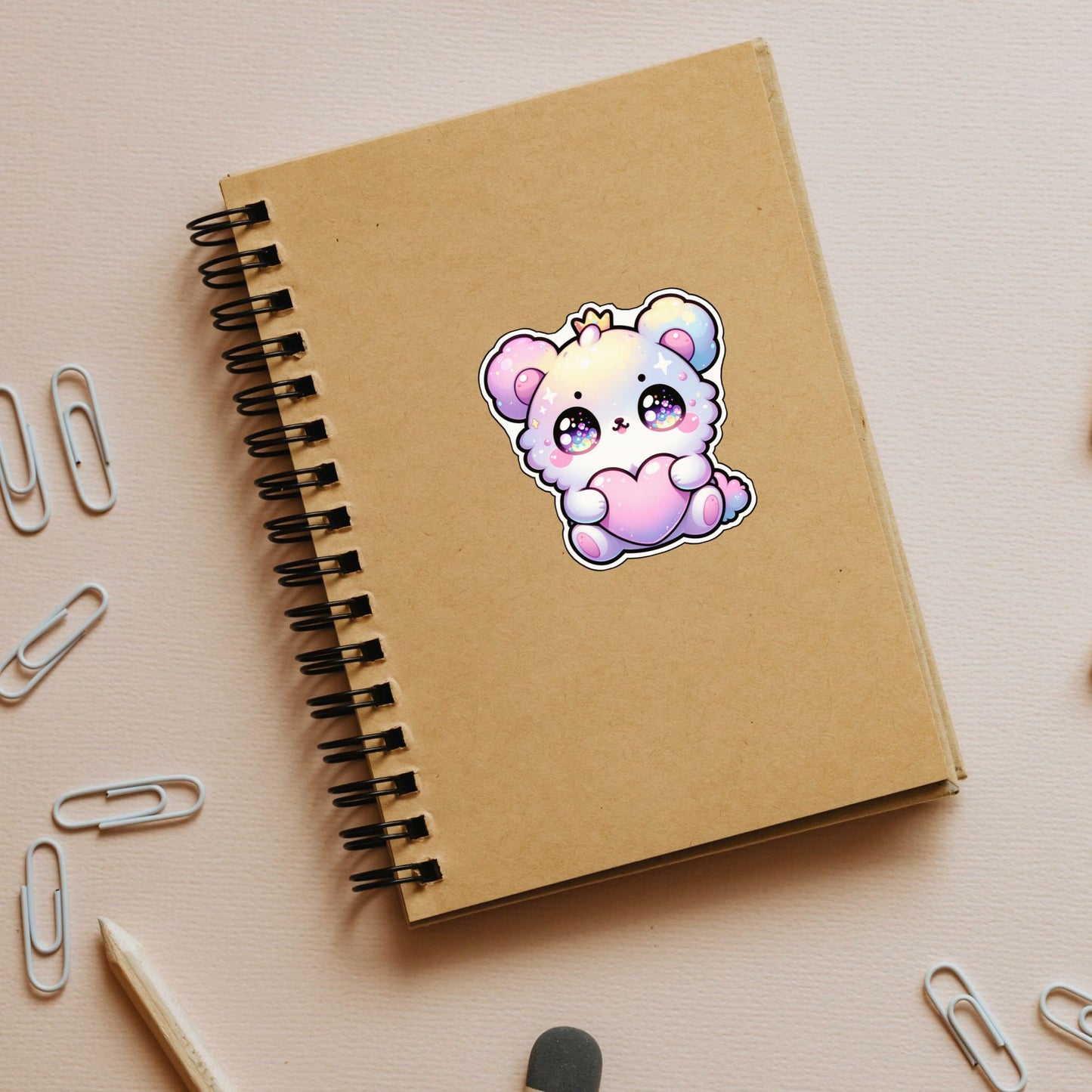Kawaii Sparkle Bear Die Cut Sticker