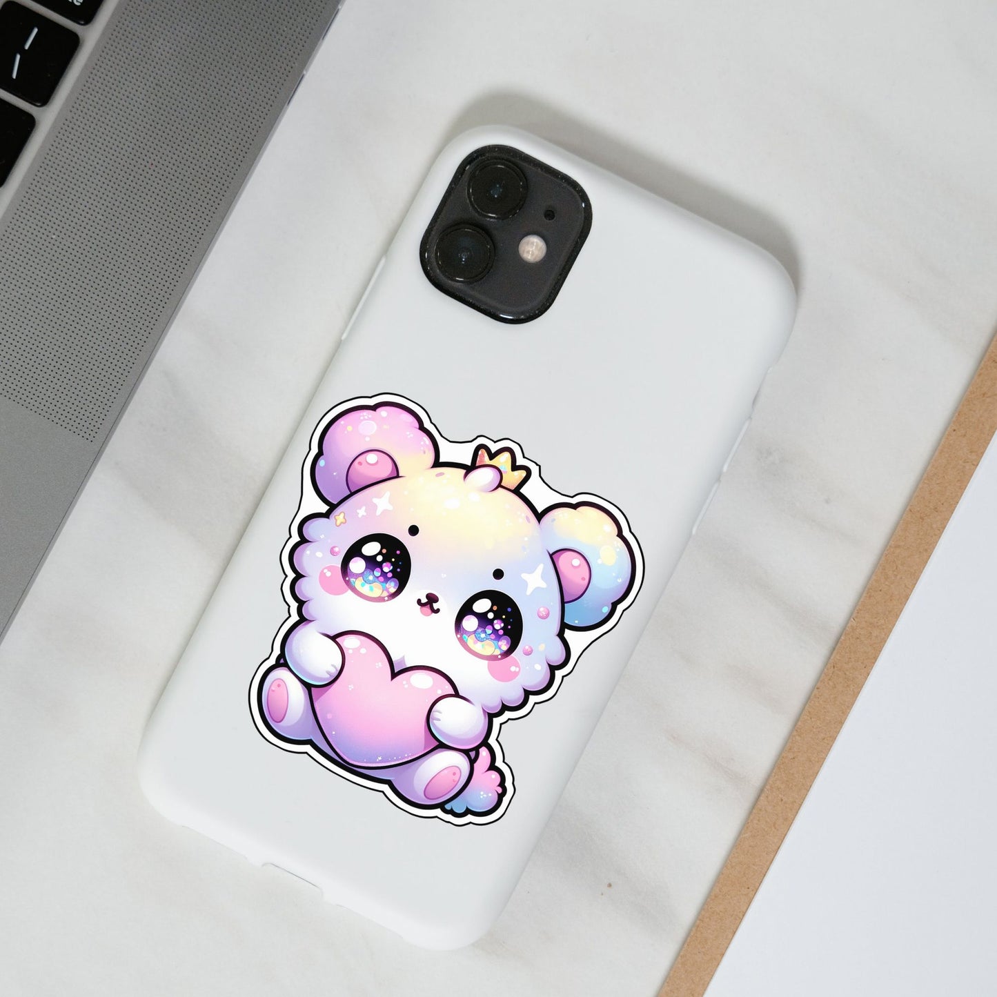 Kawaii Sparkle Bear Die Cut Sticker