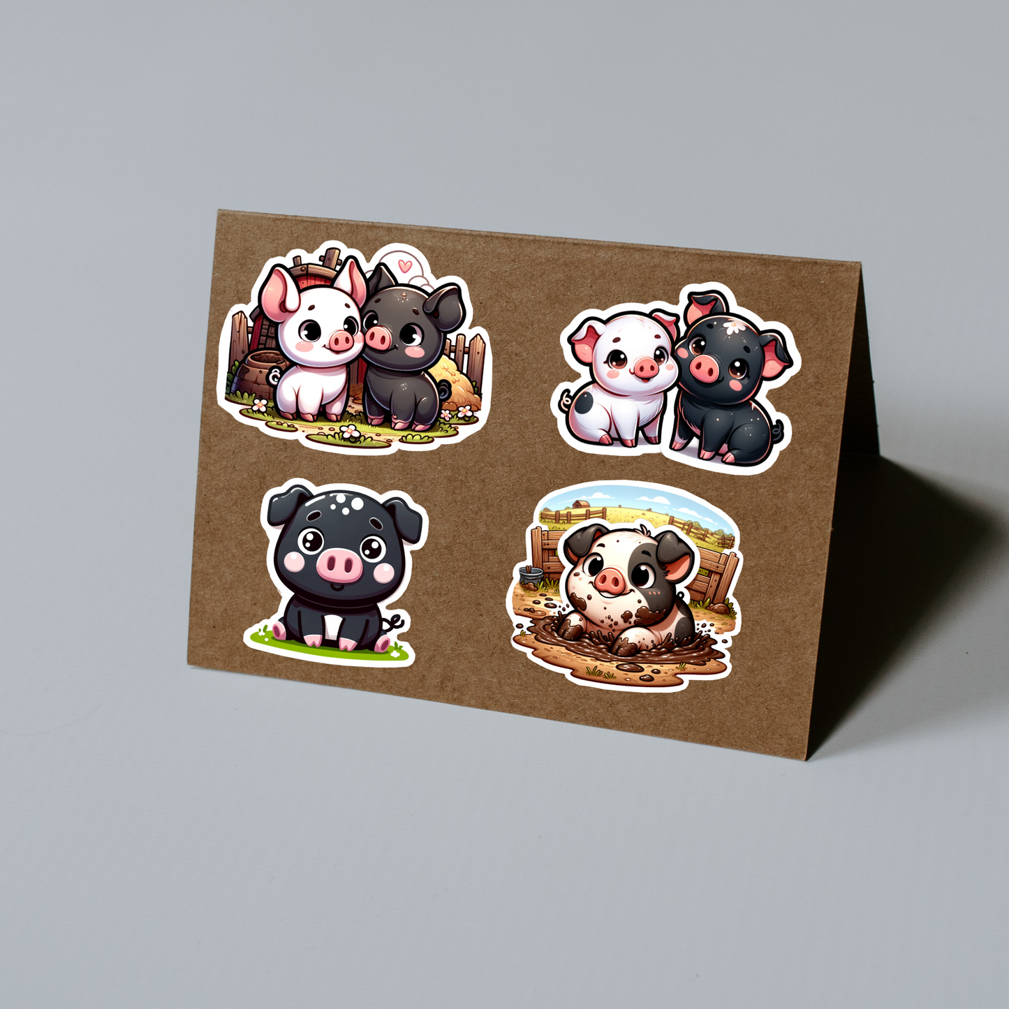 Mud & Snuggles Kawaii Pigs Die Cut Stickers