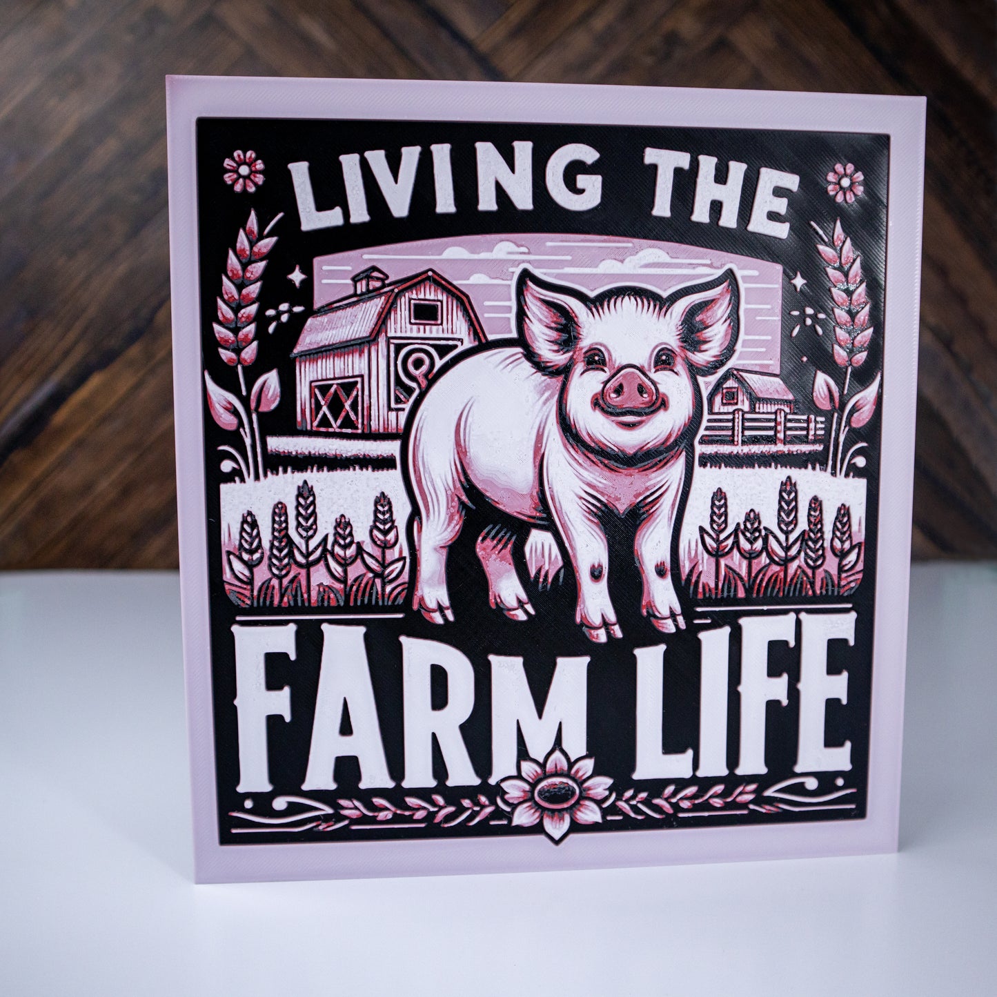 Country Charm: 3D Printed 'Living the Farm Life' Wall Art