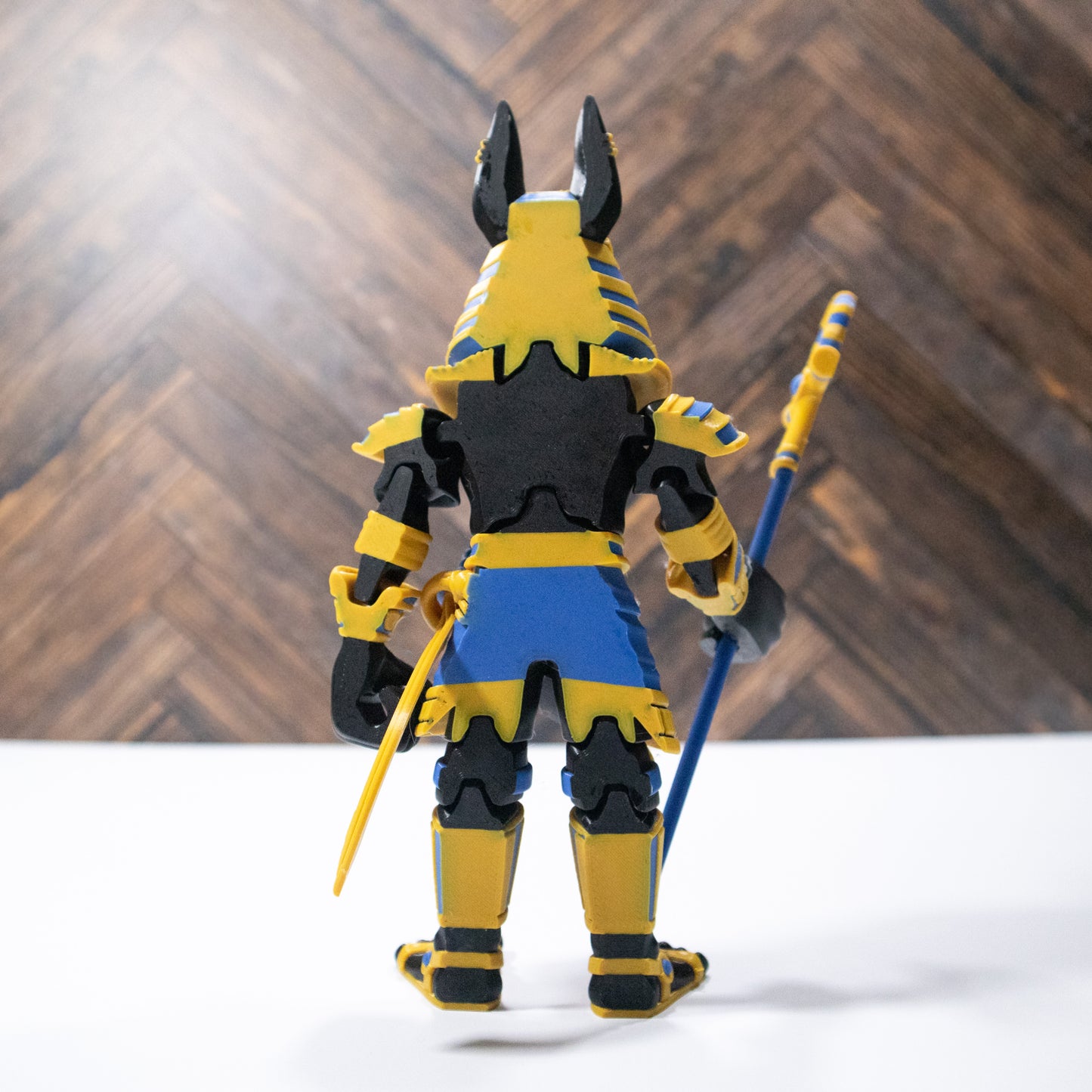 Anubis the Watcher – Articulating Multicolor Egyptian God Figurine 3D Printed