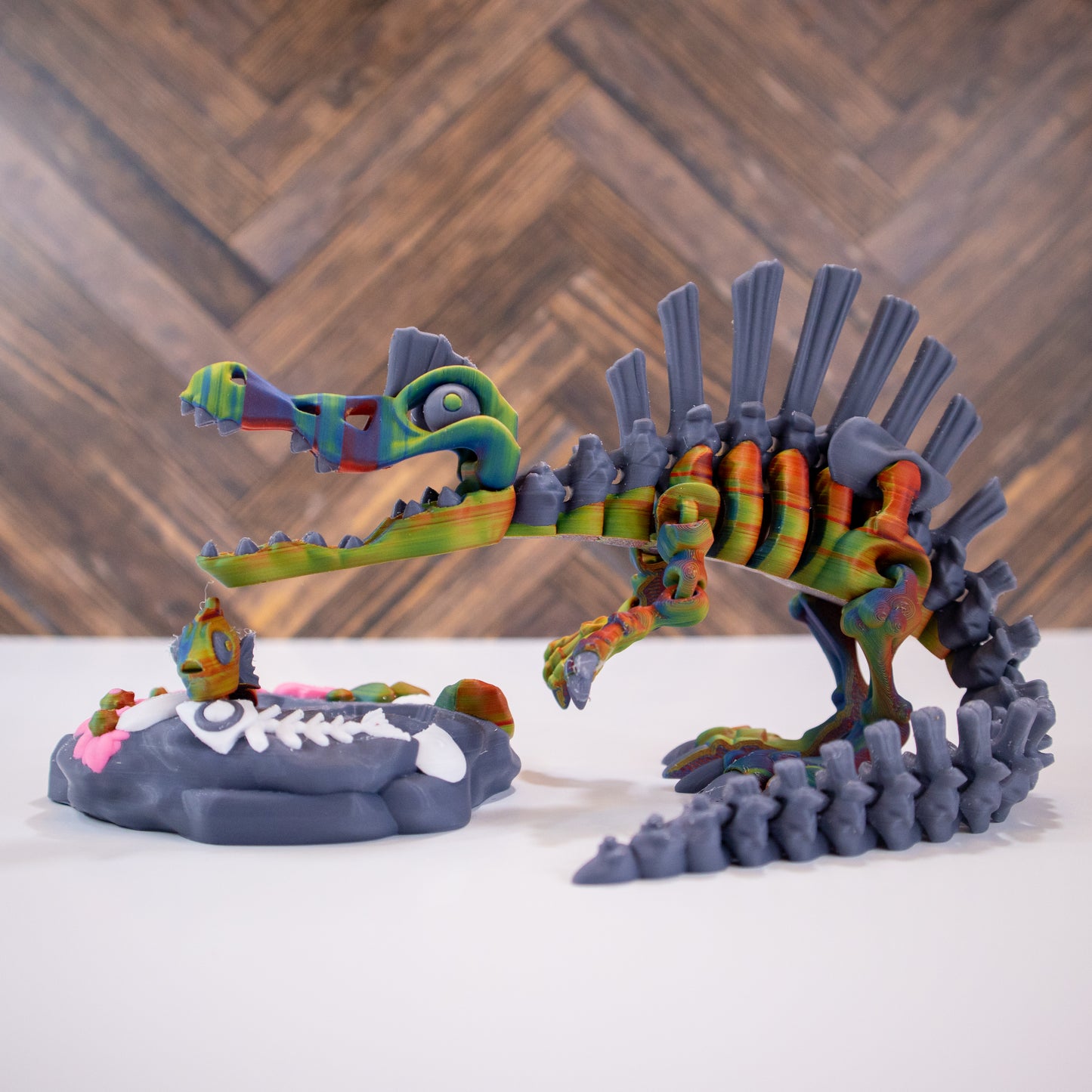 Epic Spinosaurus with Fish and Detailed Stand