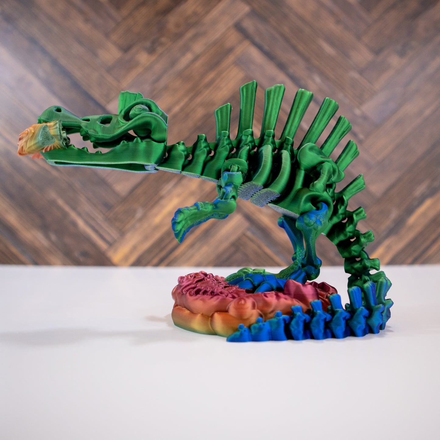 Epic Spinosaurus with Fish and Detailed Stand