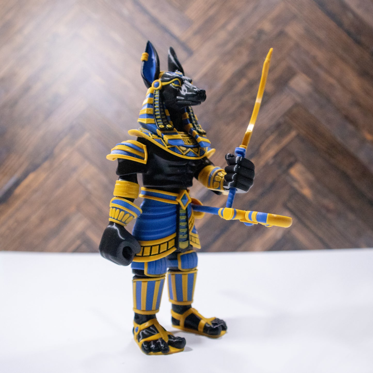 Anubis the Watcher – Articulating Multicolor Egyptian God Figurine 3D Printed