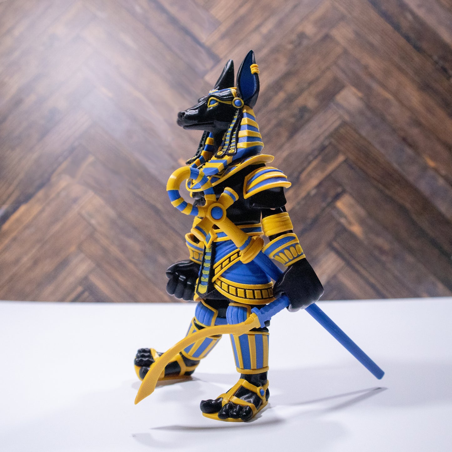 Anubis the Watcher – Articulating Multicolor Egyptian God Figurine 3D Printed