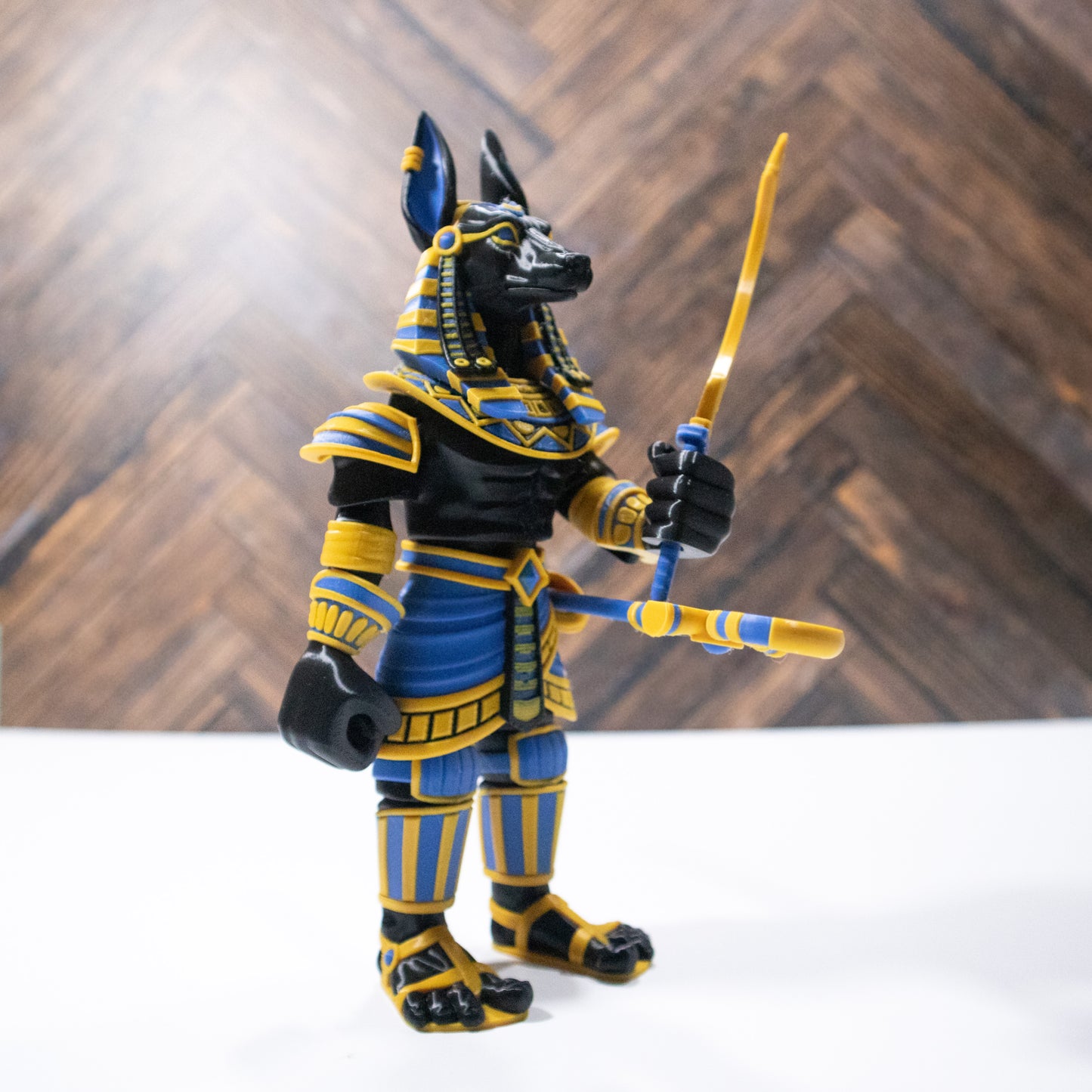 Anubis the Watcher – Articulating Multicolor Egyptian God Figurine 3D Printed