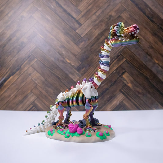 Bruno the Gentle Giant – 3D Printed Articulating Brontosaurus with Stand & Branch