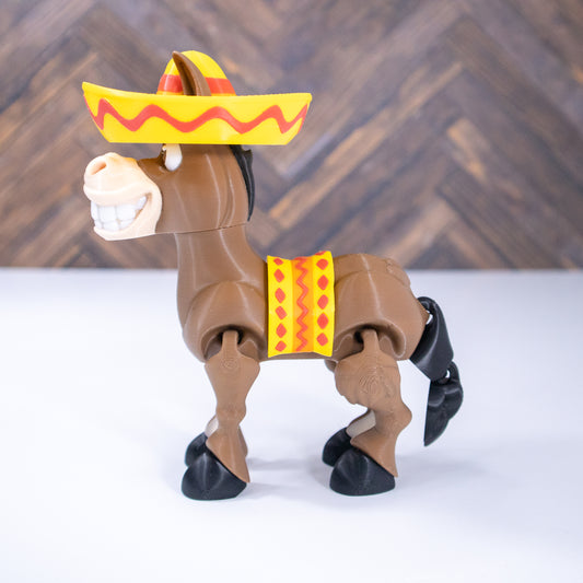 Fiesta Flair: Donkey with Sombrero and Saddle