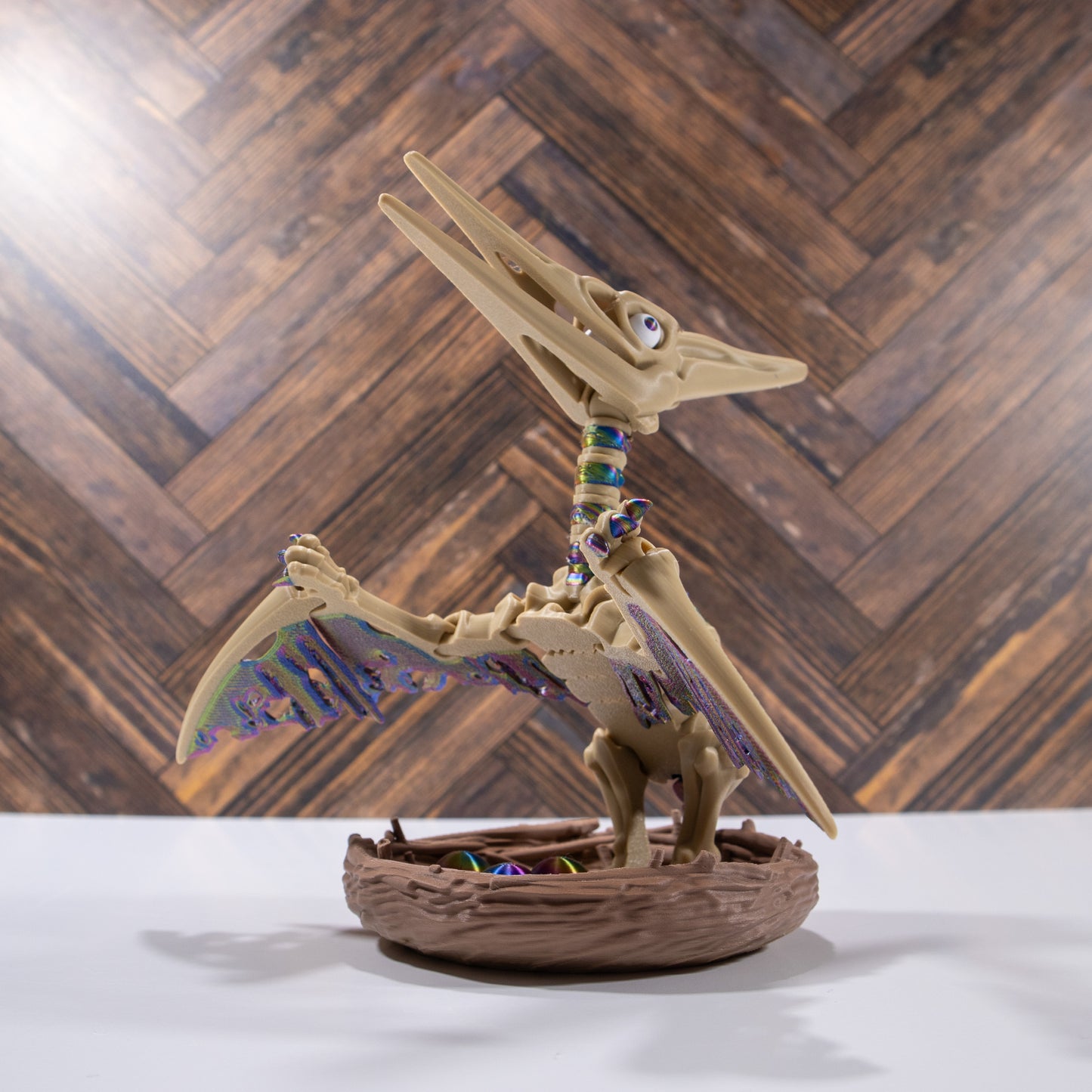 Mama Bonewings & Her Trio of Eggs- 3D printed articulating Pterodactyl